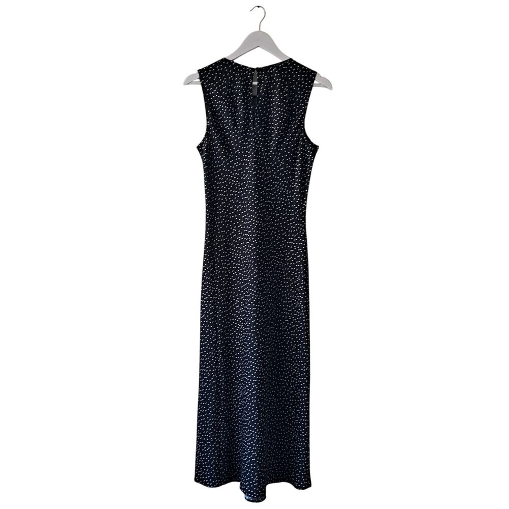 NWT Quince Washable Stretch Silk Tank Maxi Dress Tiny Dot Black White Size M - Picture 2 of 9